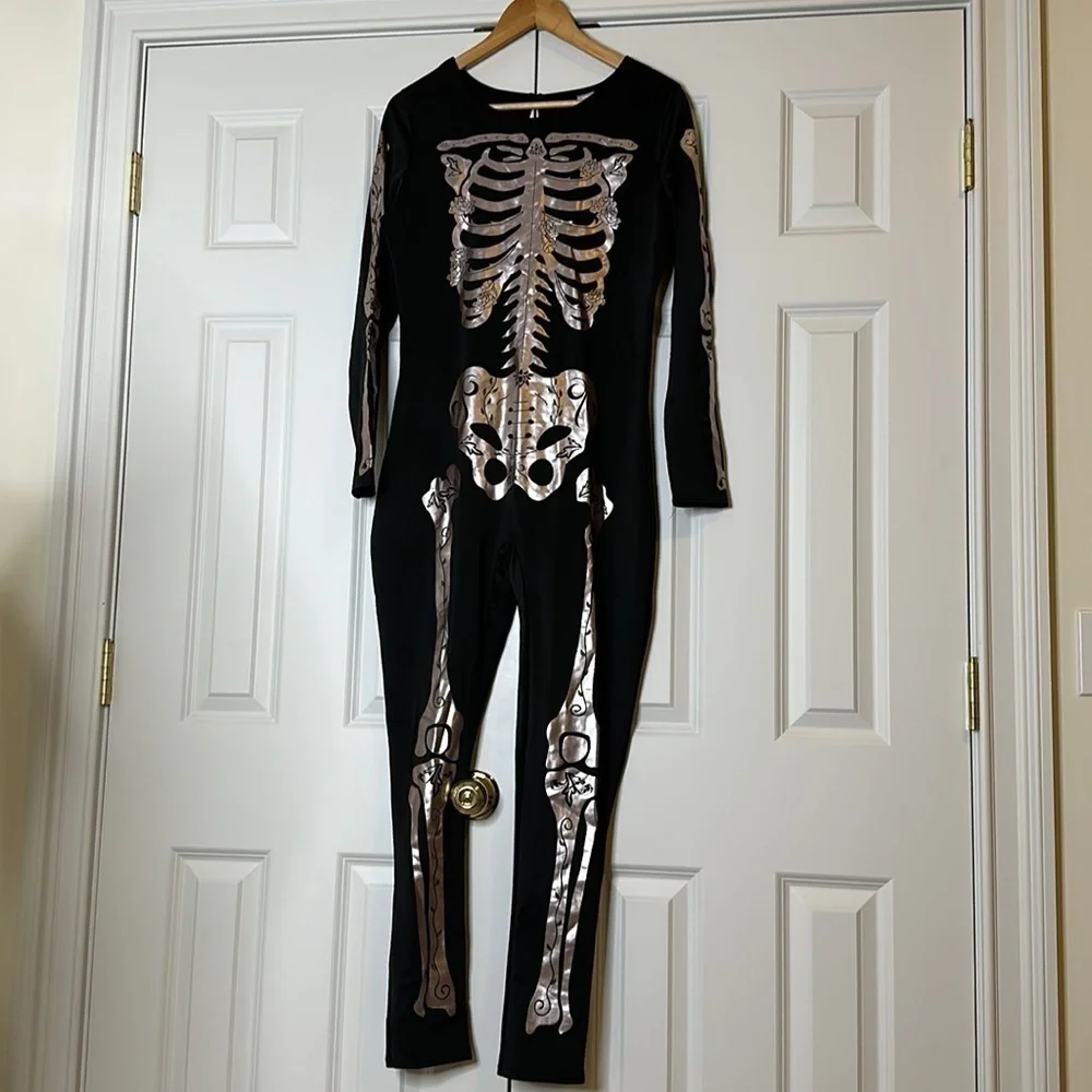 Spirit Adult Skeleton Catsuit Costume SzL - Picture 4 of 7